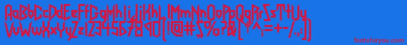 Judaspriest Font – Red Fonts on Blue Background