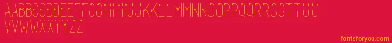 Rahasia-Schriftart – Orangefarbene Schriften auf rotem Hintergrund