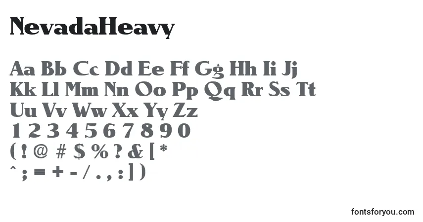 A fonte NevadaHeavy – alfabeto, números, caracteres especiais