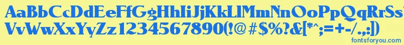 Więcej informacji o czcionce NevadaHeavy Czcionka NevadaHeavy – niebieskie czcionki na żółtym tle