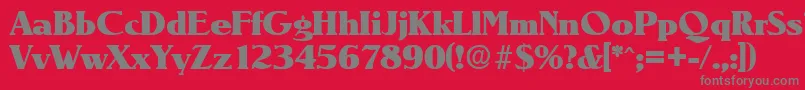NevadaHeavy-fontti – harmaat kirjasimet punaisella taustalla