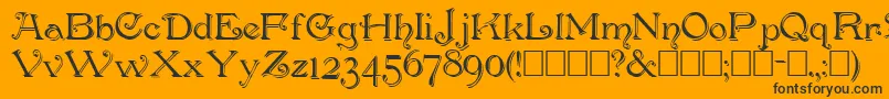 Penhurss-Schriftart – Schwarze Schriften auf orangefarbenem Hintergrund