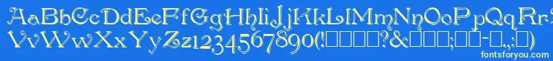 Penhurss Font – Yellow Fonts on Blue Background