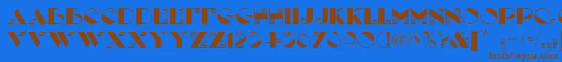 フォントLabyrinthNf – 茶色の文字が青い背景にあります。