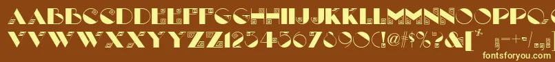 LabyrinthNf-fontti – keltaiset fontit ruskealla taustalla