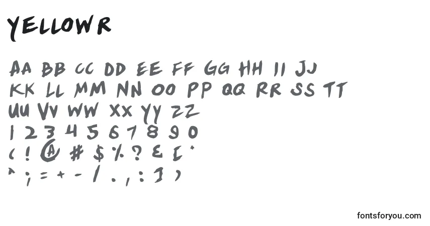 Шрифт Yellowr – алфавит, цифры, специальные символы