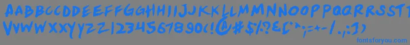 フォントYellowr – 灰色の背景に青い文字