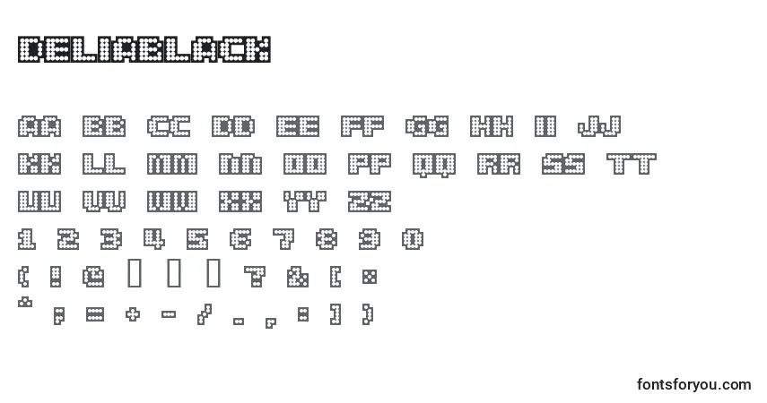 A fonte DeliaBlack – alfabeto, números, caracteres especiais