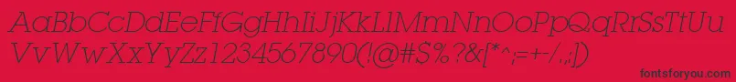 LugaextraExtralightOblique Font – Black Fonts on Red Background