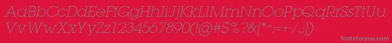 LugaextraExtralightOblique Font – Gray Fonts on Red Background