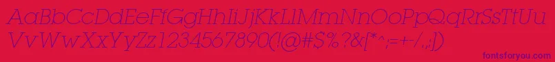 LugaextraExtralightOblique Font – Purple Fonts on Red Background