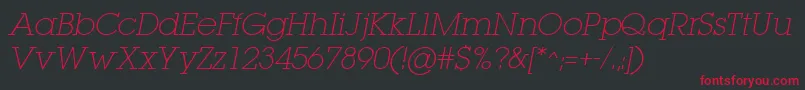 LugaextraExtralightOblique Font – Red Fonts on Black Background