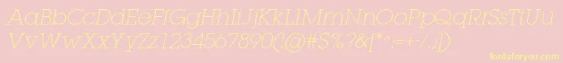 Police LugaextraExtralightOblique – polices jaunes sur fond rose
