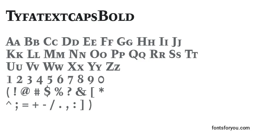 Czcionka TyfatextcapsBold – alfabet, cyfry, specjalne znaki