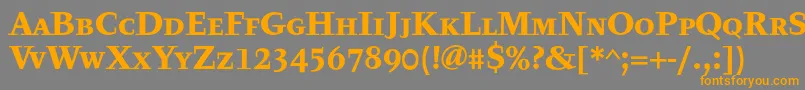 フォントTyfatextcapsBold – オレンジの文字は灰色の背景にあります。