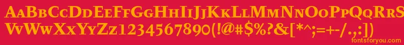 TyfatextcapsBold Font – Orange Fonts on Red Background