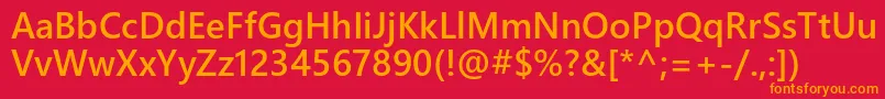 Weblysleekuisb-Schriftart – Orangefarbene Schriften auf rotem Hintergrund