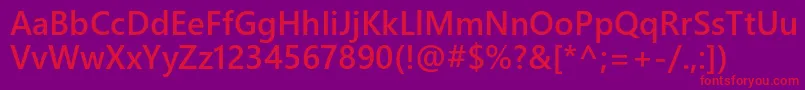 フォントWeblysleekuisb – 紫の背景に赤い文字