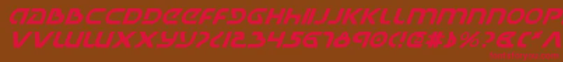 フォントUniversalJackItalic – 赤い文字が茶色の背景にあります。