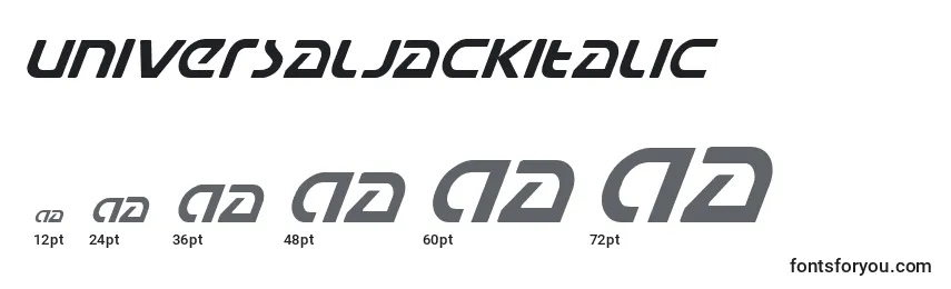 Размеры шрифта UniversalJackItalic