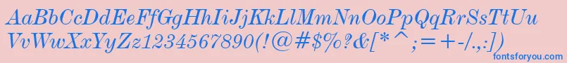 DeVinneItalicTextBt Font – Blue Fonts on Pink Background