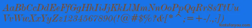 DeVinneItalicTextBt Font – Brown Fonts on Blue Background