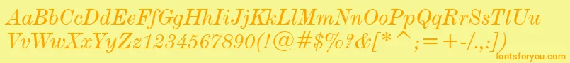 DeVinneItalicTextBt Font – Orange Fonts on Yellow Background