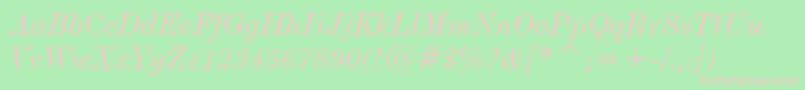 フォントDeVinneItalicTextBt – 緑の背景にピンクのフォント