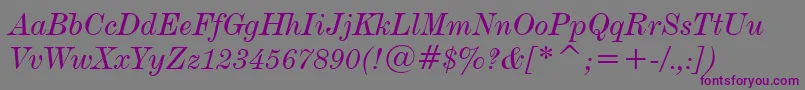 DeVinneItalicTextBt Font – Purple Fonts on Gray Background