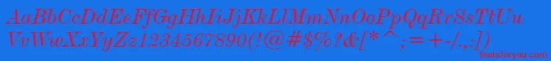 DeVinneItalicTextBt Font – Red Fonts on Blue Background