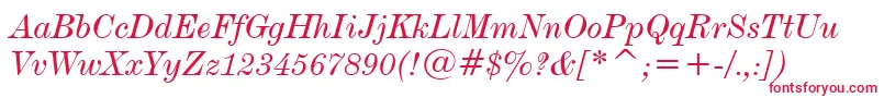 DeVinneItalicTextBt Font – Red Fonts on White Background