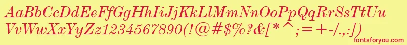 DeVinneItalicTextBt Font – Red Fonts on Yellow Background
