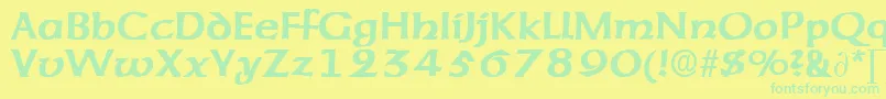 AmericanuncialeDb-Schriftart – Grüne Schriften auf gelbem Hintergrund