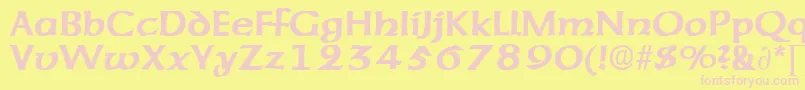 AmericanuncialeDb Font – Pink Fonts on Yellow Background