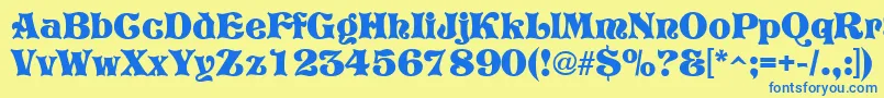 フォントVostrey – 青い文字が黄色の背景にあります。