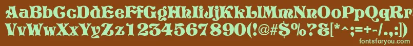 フォントVostrey – 緑色の文字が茶色の背景にあります。