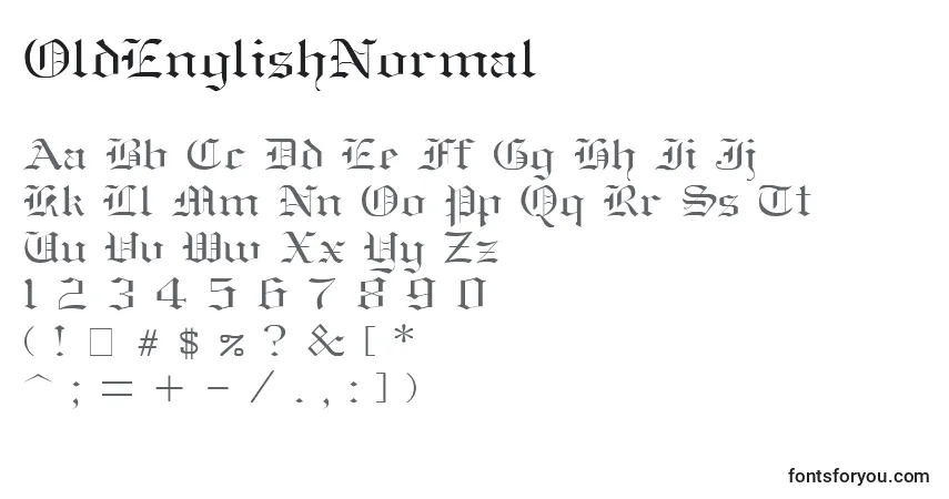 A fonte OldEnglishNormal – alfabeto, números, caracteres especiais