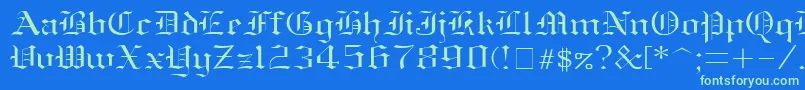 フォントOldEnglishNormal – 青い背景に緑のフォント