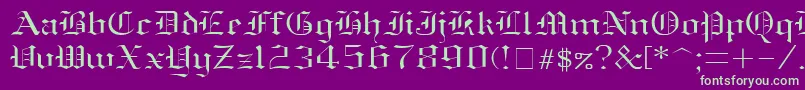 OldEnglishNormal Font – Green Fonts on Purple Background