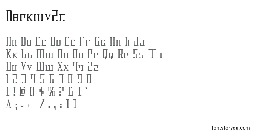 A fonte Darkwv2c – alfabeto, números, caracteres especiais