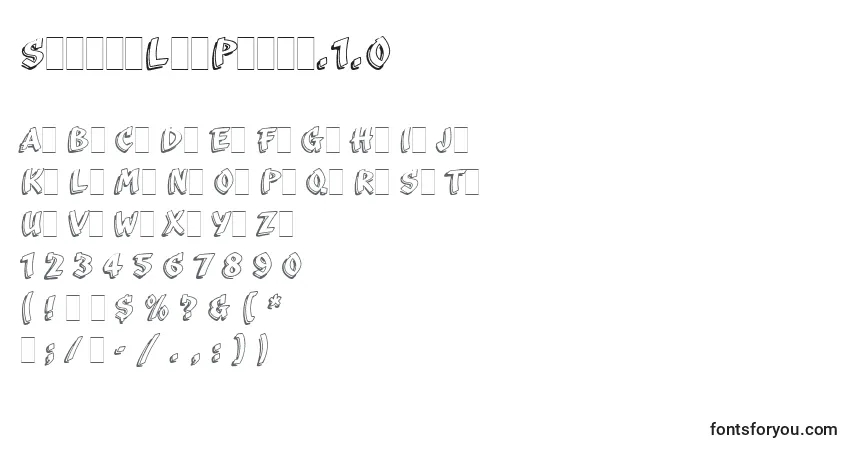 Czcionka ScribaLetPlain.1.0 – alfabet, cyfry, specjalne znaki