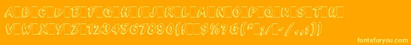 ScribaLetPlain.1.0-Schriftart – Gelbe Schriften auf orangefarbenem Hintergrund