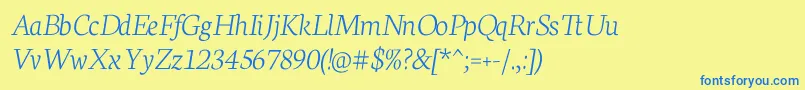 NeutonExtralightItalic Font – Blue Fonts on Yellow Background