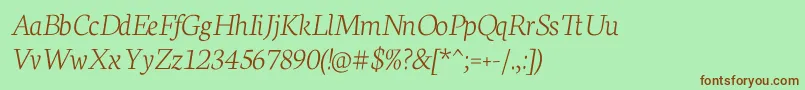 フォントNeutonExtralightItalic – 緑の背景に茶色のフォント