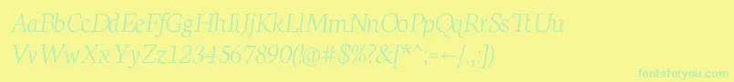 Fonte NeutonExtralightItalic – fontes verdes em um fundo amarelo