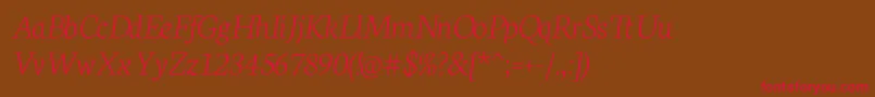 NeutonExtralightItalic Font – Red Fonts on Brown Background