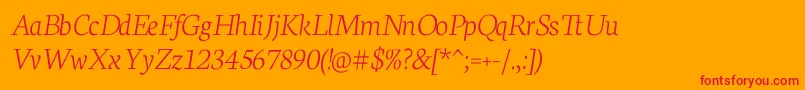 フォントNeutonExtralightItalic – オレンジの背景に赤い文字