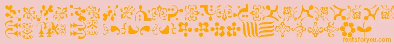 フォントCaravanLhOne – オレンジの文字がピンクの背景にあります。