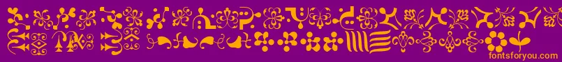 CaravanLhOne-Schriftart – Orangefarbene Schriften auf violettem Hintergrund