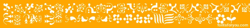 CaravanLhOne-Schriftart – Weiße Schriften auf orangefarbenem Hintergrund